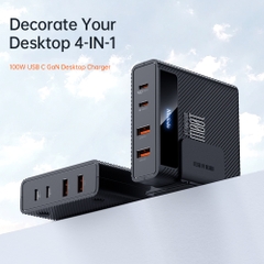 Bộ Sạc Nhanh Để Bàn Mcdodo 100W 2Type-C + 2USB | Sắp Xếp Gọn Gàng, Kèm Dây Nguồn 1.5m