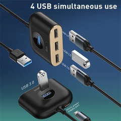 Bộ HUB chia cổng USB Baseus Square Round 4 in 1 ( Type C/ USB 3.0 to USB3.0*1+USB2.0*3 Smart Adapter)