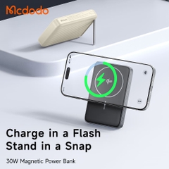 Sạc Dự Phòng Hít Từ Tính Mcdodo MagQ 30W 10000mAh | Tích Hợp Đế Đỡ, Sạc Nhanh Không Dây & Có Dây