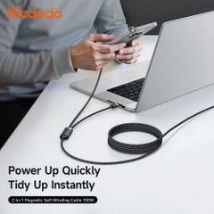 Cáp Sạc Nhanh Mcdodo Type-C to Dual Type-C 100W Self-Winding Smart Cable 100W