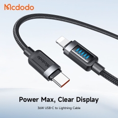 Cáp Sạc Mcdodo Cab Vision 36W Type-C to Ln | Có Đèn LED, Chuẩn PD Cho iP