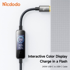 Cáp Sạc Nhanh Mcdodo Vision 240W Type-C to Type-C | Màn Hình TFT Cảm Ứng, Dây Dù
