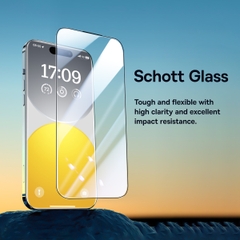 Kính Cường Lực Chống Nhìn Trộm Baseus Schott Series Full-Coverage Privacy Protection Tempered Glass Screen Protector with Built-in Dust Filter for iP 15