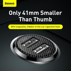 Tẩu Sạc Ô Tô Baseus Grain Pro Mini | 2 Cổng USB 4.8A Sạc Kép An Toàn