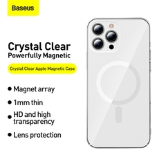 Ốp Lưng Baseus Crystal Trong Suốt cho iP13 | Hút Nam Châm, Chống Ố Vàng & Kèm Cường Lực
