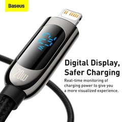Cáp Sạc Baseus Display 20W Type-C to Ln | Màn Hình Báo Công Suất, Dây Dù Bền