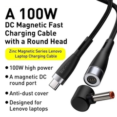 Cáp sạc nam châm 100W cho Laptop Baseus Zinc Magnetic Series Type C to DC Round/Square Port ( 100W, Type C to DC Square/ Round 4.0*1.7mm/5.5*2.5mm/ 7.9*5.5mm)