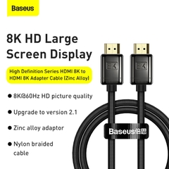 Cáp HDMI 2.1 Baseus High Definition 8K@60Hz | Băng Thông 48Gbps, Hợp Kim Cao Cấp, Hỗ Trợ HDR