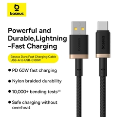 Cáp Sạc Nhanh Baseus Dura Series 60W USB to Type-C | Siêu Bền Bỉ, Chống Đứt Gãy