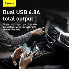Tẩu Sạc Ô Tô Baseus Grain Pro Mini | 2 Cổng USB 4.8A Sạc Kép An Toàn