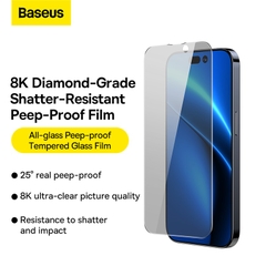 Kính Cường Lực Baseus Chống Nhìn Trộm Cho iP13/iP14 | Bộ 2 Kính Full Màn Hình 8K Siêu Bền