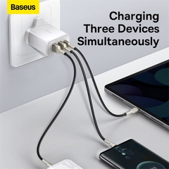 Củ Sạc Baseus Compact 30W Đa Năng 3 Cổng | 2 USB + 1 Type-C, Sạc Cùng Lúc 3 Thiết Bị