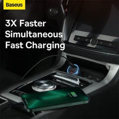 Tẩu Sạc Nhanh Đa Năng Trên Ô Tô 65W Baseus Golden Contactor Pro Triple Fast Charger Car Charger QC 3.0 4.0