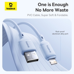 Cáp Sạc Nhanh Baseus Silky 2.4A USB to Ln | Dây PVC Mềm Mại, Dẻo Dai Chống Rối
