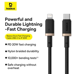 Cáp Sạc Baseus Dura 20W Type-C to Ln | Dây Dù Gia Cố Chắc Chắn, Chống Gãy Gập