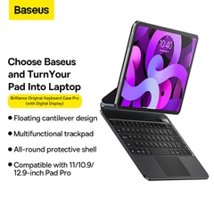Bao Da Bàn Phím Baseus Brilliance Pro Cho Pad | Kèm Trackpad Đa Điểm, Hít Từ Tính, Màn Hình LED