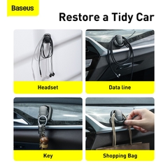 Móc Treo Đồ Mini Baseus Beetle Cho Ô Tô, Bàn Làm Việc | Thiết Kế Gấp Gọn, Dán 3M (Bộ 2 Cái)