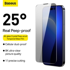 Cường Lực Baseus Chống Nhìn Trộm iP13/iP14 | Có Lưới Chống Bụi Loa, 8K Siêu Nét, Bộ 1Kính / 2Kính