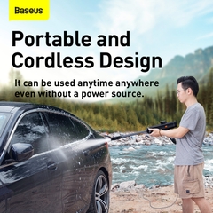Máy phun tăng áp rửa xe ô tô sử dụng pin sạc Baseus Dual Power Portable Electric Car Wash Spray Nozzle (0.7MPa, 28.8W, IPX4, 30 phút sử dụng liên tục)