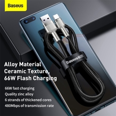 Cáp Sạc Baseus Cafule USB to Type-C 66W (6A) | Hợp Kim Kẽm, Dây Dù Chống Đứt