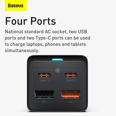 Trạm Sạc Baseus GaN3 Pro 65W 5 Cổng | AC + 2USB + 2Type-C, Sạc Nhanh Laptop, Điện Thoại