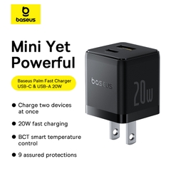 Combo Cốc Cáp Sạc Baseus 20W - Sạc Nhanh - Không Nóng Máy (Cốc Type-C + USB, Cáp Type-C to Ln 1m)