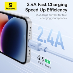 Cáp Sạc Nhanh Baseus Silky 2.4A USB to Ln | Dây PVC Mềm Mại, Dẻo Dai Chống Rối