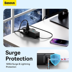 Bộ Sạc Baseus PowerCombo 6 trong 1 | Kèm Sạc Nhanh 20W GaN, Chống Sét, 3AC 2Type-C 1USB