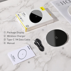 Đế Sạc Không Dây Baseus Simple 15W | Bản Nâng Cấp, Mặt Kính Trong Suốt, Sạc Nhanh