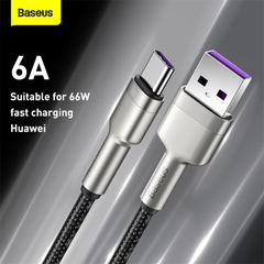 Cáp Sạc Baseus Cafule USB to Type-C 66W (6A) | Hợp Kim Kẽm, Dây Dù Chống Đứt
