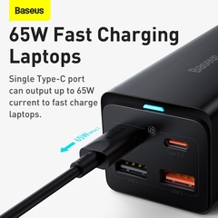 Trạm Sạc Baseus GaN3 Pro 65W 6 Cổng | 2AC, 2USB, 2Type-C, Kèm Cáp 100W