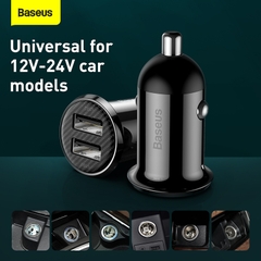Tẩu Sạc Ô Tô Baseus Grain Pro Mini | 2 Cổng USB 4.8A Sạc Kép An Toàn