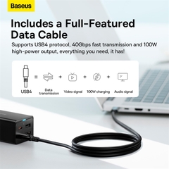 Củ Sạc Kiêm Hub Baseus GaN5 Pro 67W | 4 Cổng HDMI 4K, 2 Type-C, USB, Tặng Cáp USB4 100W