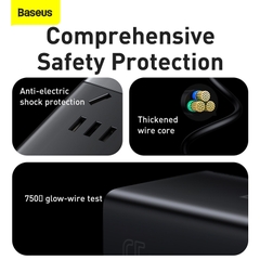 Trạm Sạc Baseus GaN3 Pro 65W 5 Cổng | AC + 2USB + 2Type-C, Sạc Nhanh Laptop, Điện Thoại