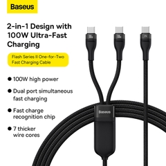Cáp Sạc Đa Năng 2 Đầu Baseus Flash Series Ⅱ One-for-Two Fast Charging Cable Type-C to C+C 100W