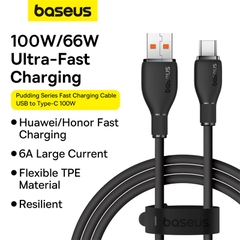 Cáp Sạc Nhanh Baseus Pudding 100W USB to Type-C | Chất Liệu Mềm Mịn, Siêu Bền
