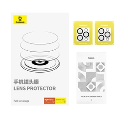 Cường Lực Bảo Vệ Camera Baseus Crystal Series HD Full-Frame Lens Protector for iP 15 (Bộ 2 cái)