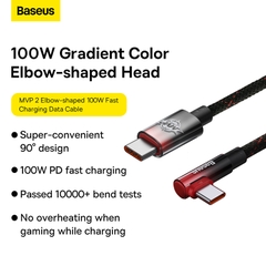 Cáp Sạc Baseus MVP 2 Type-C to Type-C 100W | Đầu Gập 90 Độ Chơi Game, Sạc Nhanh Laptop & Điện Thoại