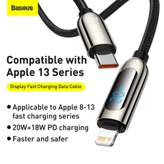 Cáp sạc nhanh tích hợp màn hình LED Baseus Display Fast Charging Data Cable Type-C to IP 20W