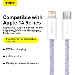 Cáp Sạc Nhanh Baseus Dynamic 2 PD 20W Type-C to Ln | Bện Dù Siêu Bền, Chống Gãy 1m/2m