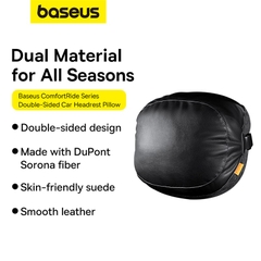 Gối Tựa Đầu Ô Tô Baseus ComfortRide | 2 Mặt Da & Vải Lộn Dùng Quanh Năm