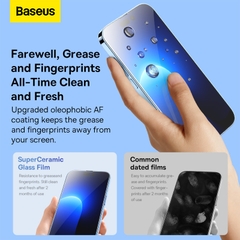 Kính Cường Lực Baseus All-glass NanoCrystal Tempered Glass Film (Cellular Dust-proof) iP14 (Pack of 2)