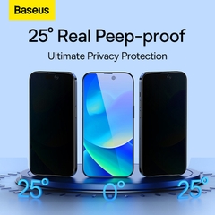 Cường Lực Baseus Chống Nhìn Trộm iP13/iP14 | Có Lưới Chống Bụi Loa, 8K Siêu Nét, Bộ 1Kính / 2Kính