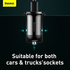 Tẩu Sạc Ô Tô Baseus Grain Pro Mini | 2 Cổng USB 4.8A Sạc Kép An Toàn