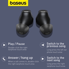 Tai Nghe Bluetooth Baseus Bowie WM01 | Thiết Kế Mini Nhỏ Gọn, Cảm Ứng, Nhiều Màu, Chính Hãng