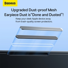 Kính Cường Lực Baseus Crystal Chống Nhìn Trộm | Chống Bụi Loa Cho iP13/iP14
