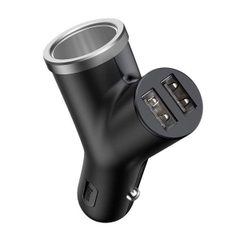 Tẩu Sạc Ô Tô Baseus Y Type | Mở Rộng Cổng Tẩu 40W, 2 Cổng USB 3.4A, Thiết Kế Chữ Y, Sạc Nhanh