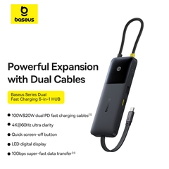 Hub Chuyển Đổi Baseus Đa Năng | Sạc Nhanh PD 100W & 20W, Truyền Dữ Liệu 10Gbps