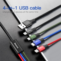 Cáp Sạc Nhanh Baseus Rapid 4 trong 1 | Sạc Cùng Lúc Nhiều Thiết Bị, USB to M+2L+C, 3.5A