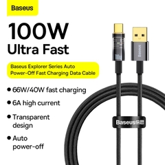 Cáp Sạc Baseus Explorer Tự Ngắt USB to Type-C 100W | Thiết Kế Trong Suốt & Siêu Bền Chống Gãy